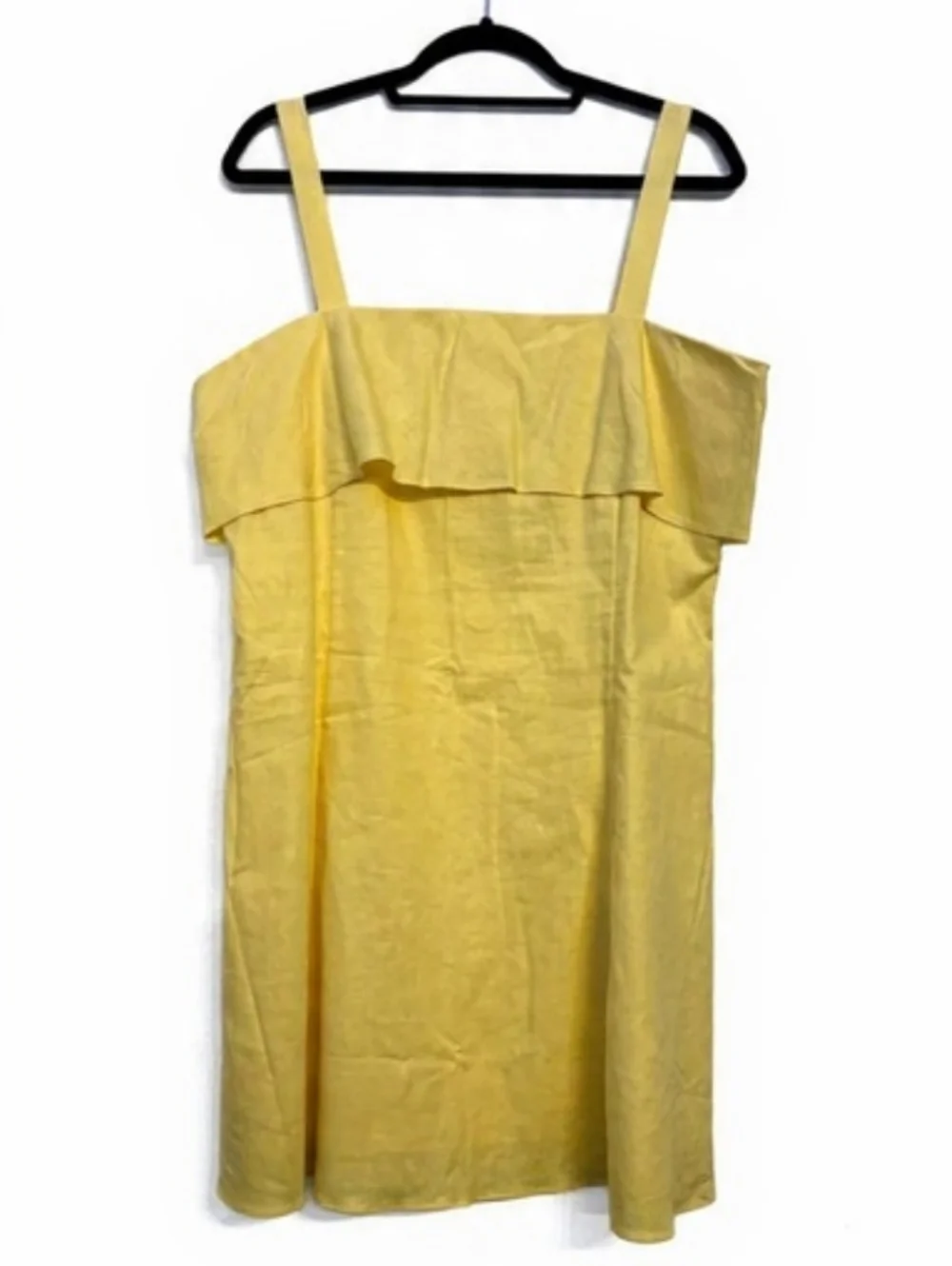 Banana Republic Linen Cotton Blend Square Neck Mini Dress Sz 14 Yellow